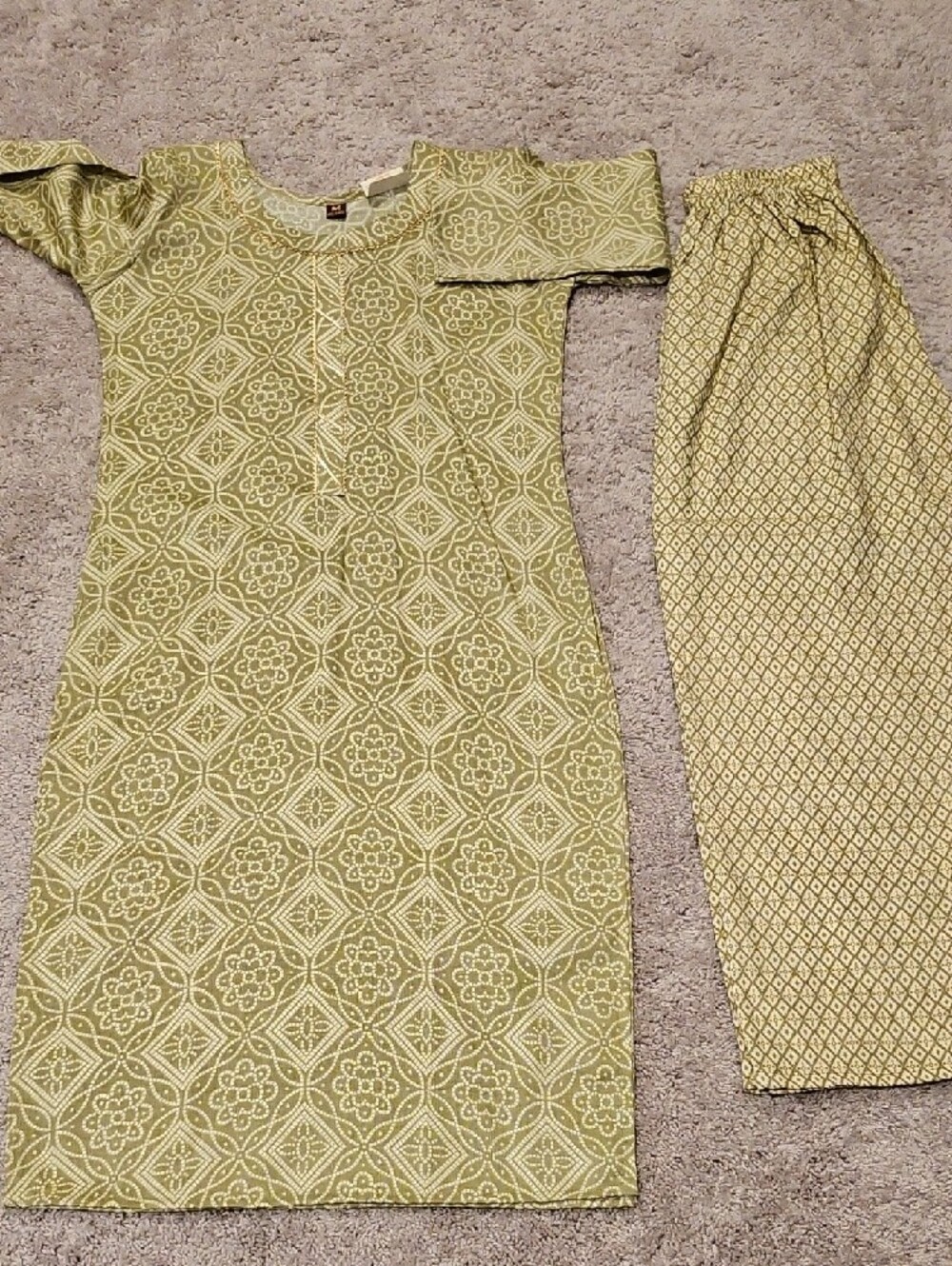 Kurti 2pc Set Light Green Printed